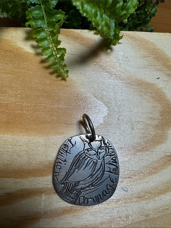 Sundance Jewelry - Jes Maharry Engraved Owl Pendant Charm in Antique Silver